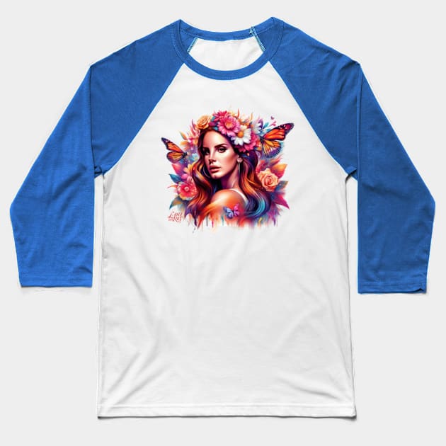 Lana Del Rey - Butterflies Baseball T-Shirt by Tiger Mountain Design Co.